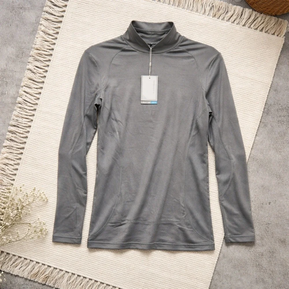 Nike Dri Fit Women's S Tall Golf Long Sleeve‎ Mock Neck Shirt Gray ST NWT $80
